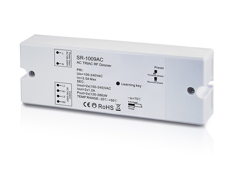 sr-1009ac Variateur Interrupteur de lumière à 2 canaux avec contrôle Triac RF SR-1009AC