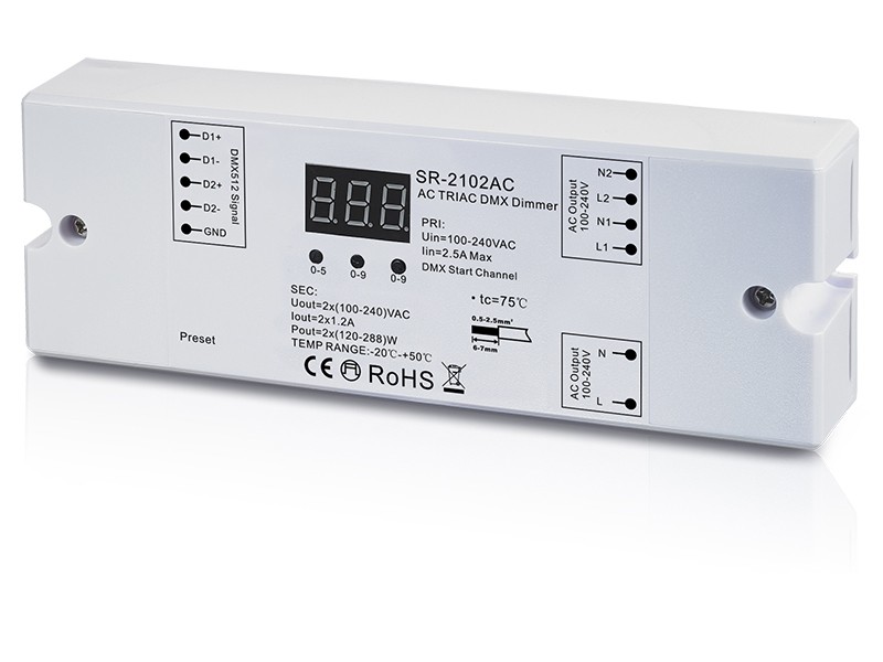 sr-2102ac Variateur Interrupteur DMX512 à 2 canaux Triac AC SR-2102AC